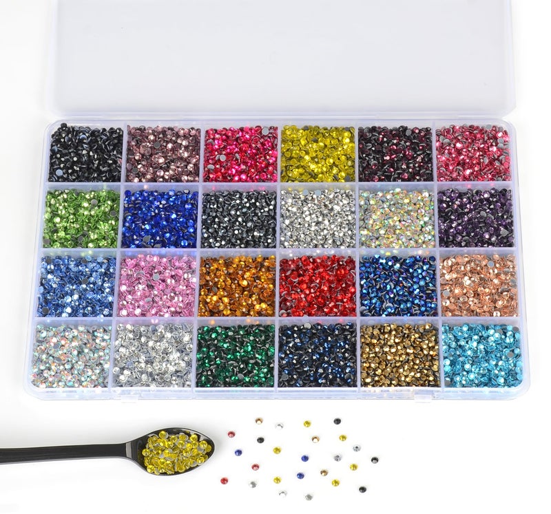 LPBeads Glass Hotfix Rhinestones Bulk SS10 14400pcs 24 Colors Hotfix Crystal Flatback Rhinestones for Crafts Clothes with Tweezers and Wax Pencil Kit - Image 5